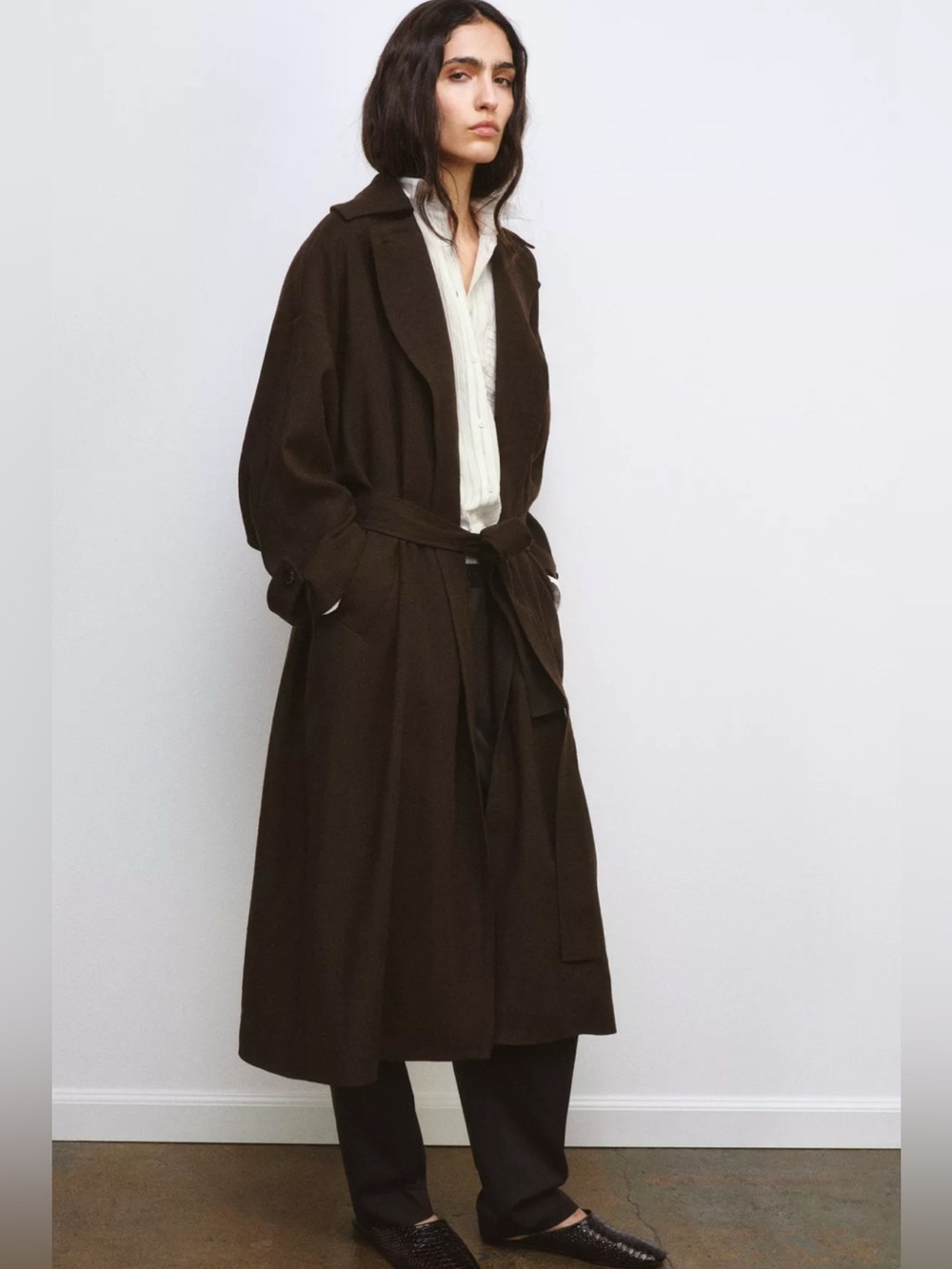 100% wool dark brown coat
